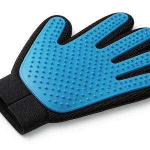 Pet Grooming Glove – Gentle Deshedding and Bathing Glove with Soft Rubber Tips for Dogs and Cats, Blue