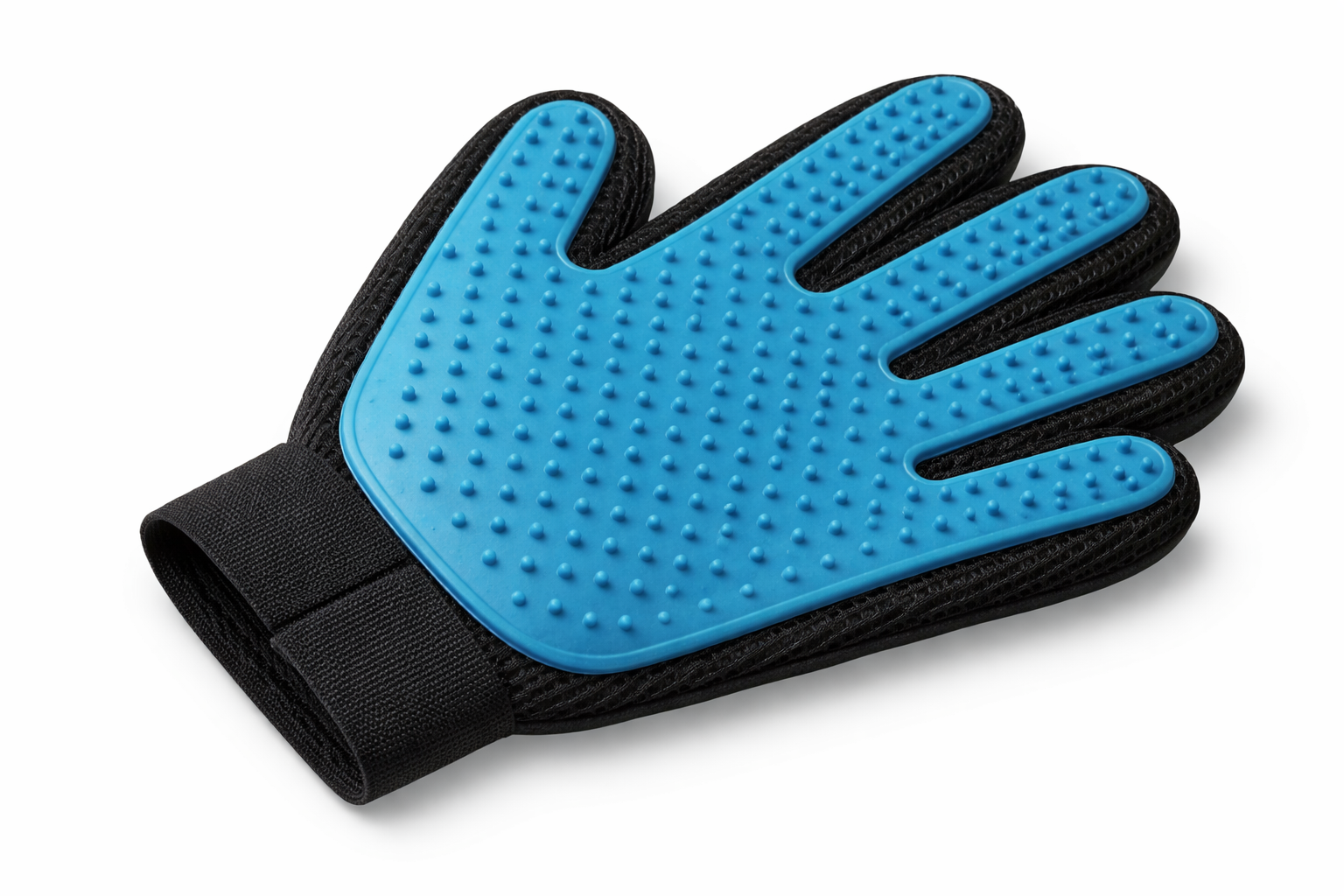 Pet Grooming Glove – Gentle Deshedding and Bathing Glove with Soft Rubber Tips for Dogs and Cats, Blue