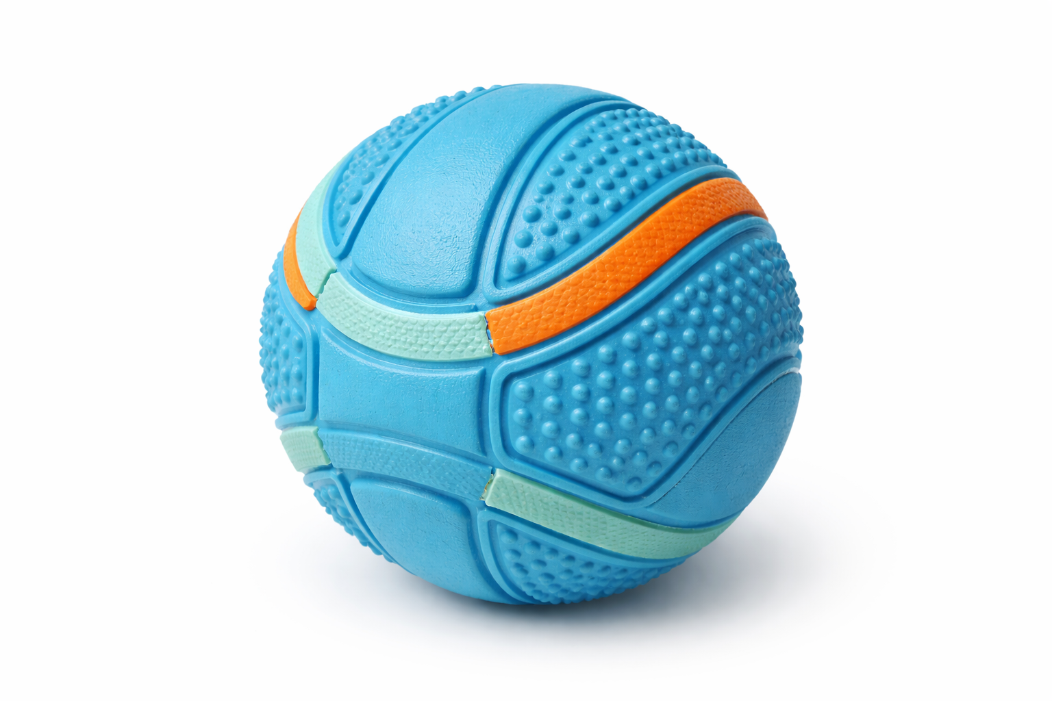 Durable Rubber Dog Ball – Interactive Fetch Toy with Soft Grip for Dogs, Blue and Orange