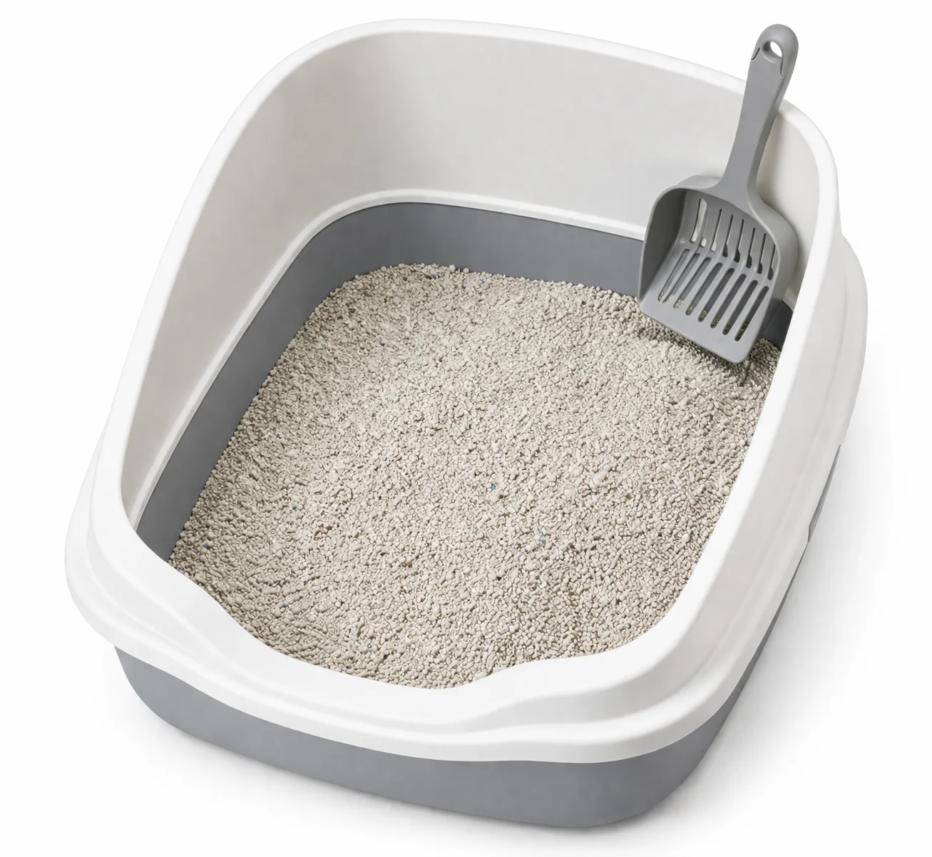 Cat Litter Box with Scoop – High-Sided and Easy-Clean Tray with Comfortable Handle