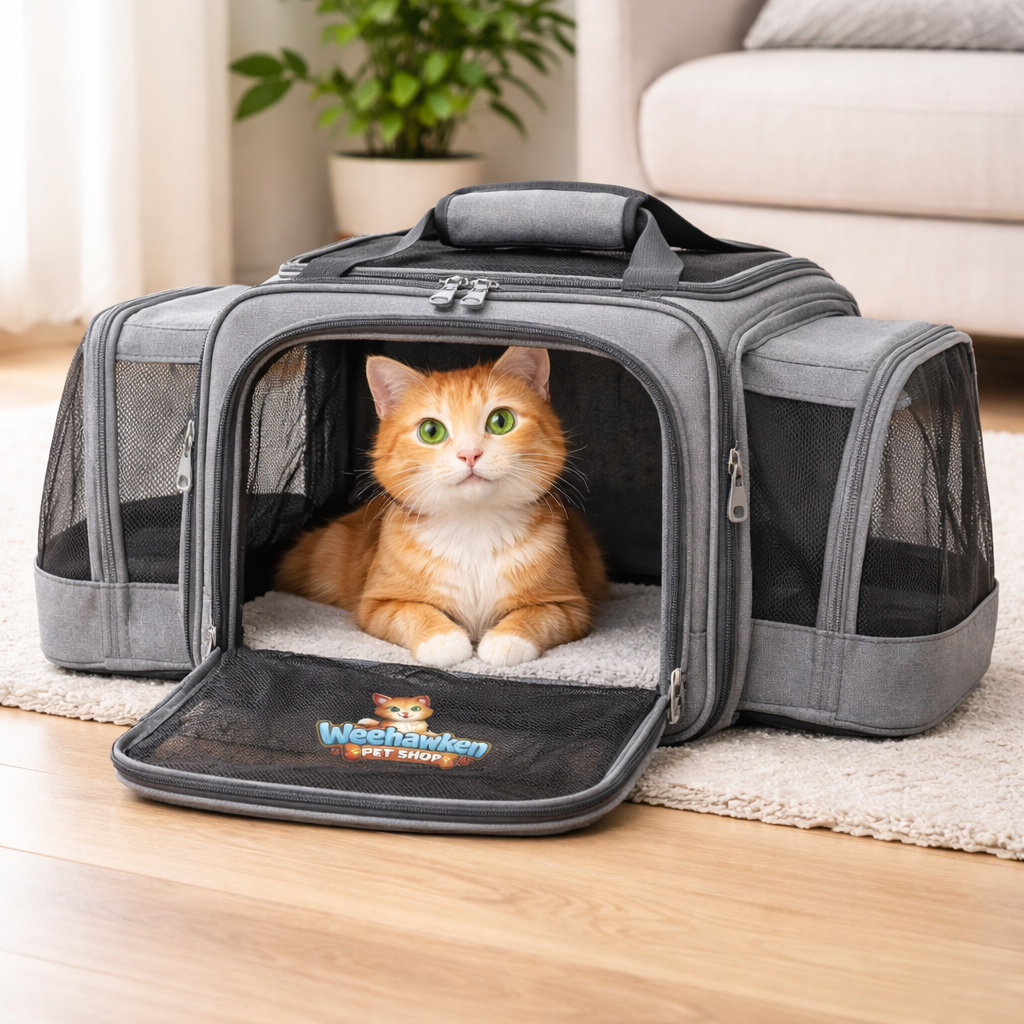 Expandable Pet Travel Carrier Airline Approved Soft Sided Foldable Medium Grey | Weehawken Pet Shop - Image 3